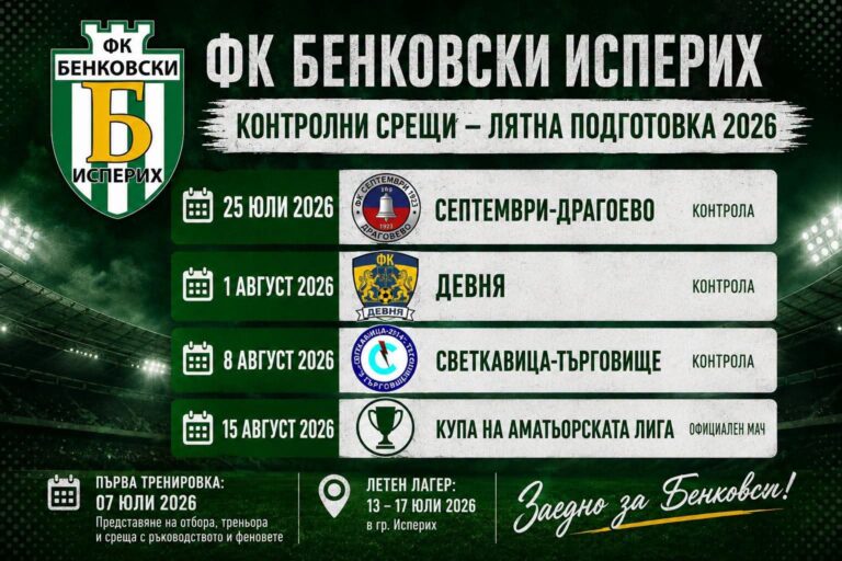 Бенковски (Исперих) стартира подготовка и представя новия треньор на 7 юли